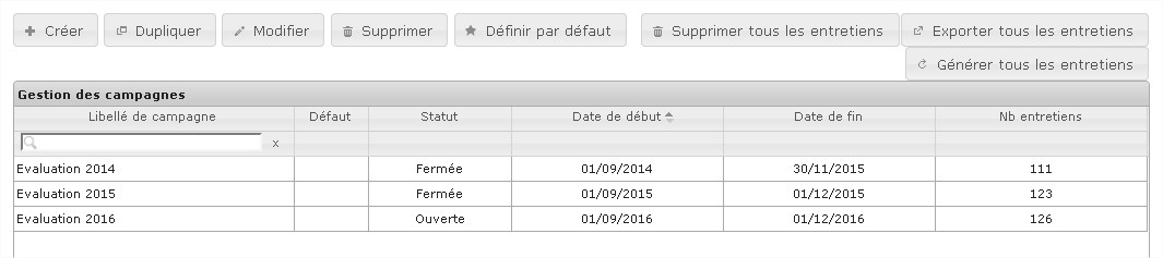 Gestion des campagnes d'entretiens Gestion des campagnes d'entretiens