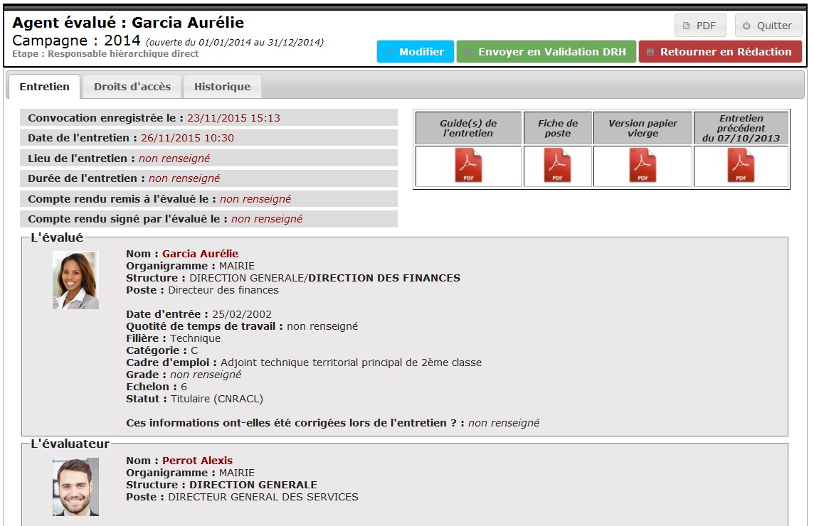 Exemple de formulaire d'entretien